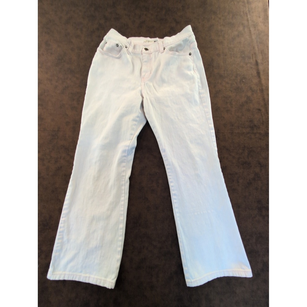 St Johns Bay Petite Pale Pink Stretch Bootcut Jeans‎ Size 8P Cotton Blend Denim